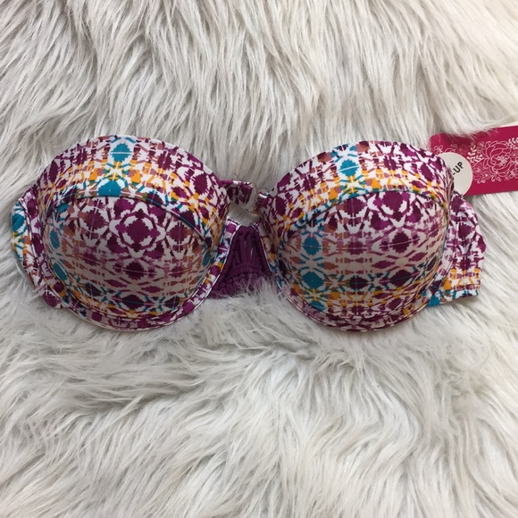 NWT Hula Honey Printed Underwire Pushup Bikini Top - Picture 2 of 7